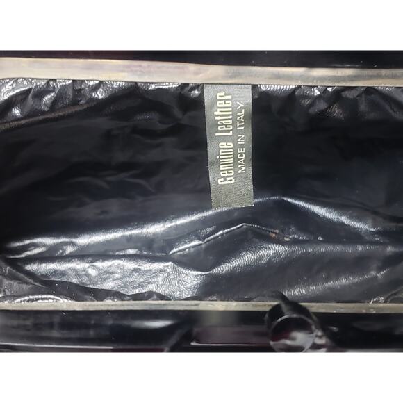 Vintage Genuine Leather Made In Italy Black Clutch Hand Held Purse - Picture 3 of 9